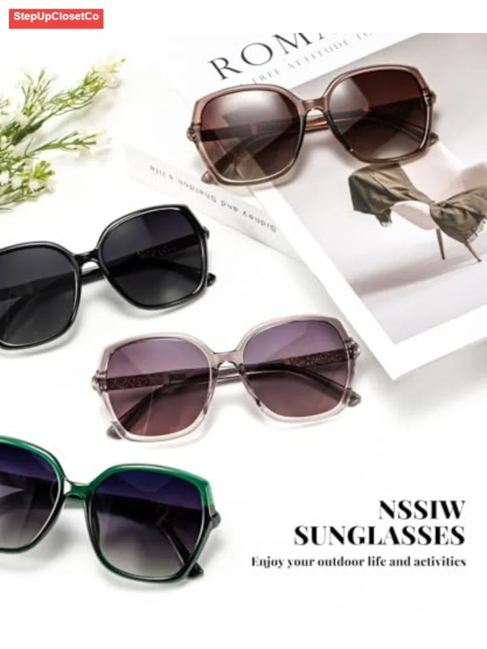 Polarized Large Square Sunglasses UV400 Protection